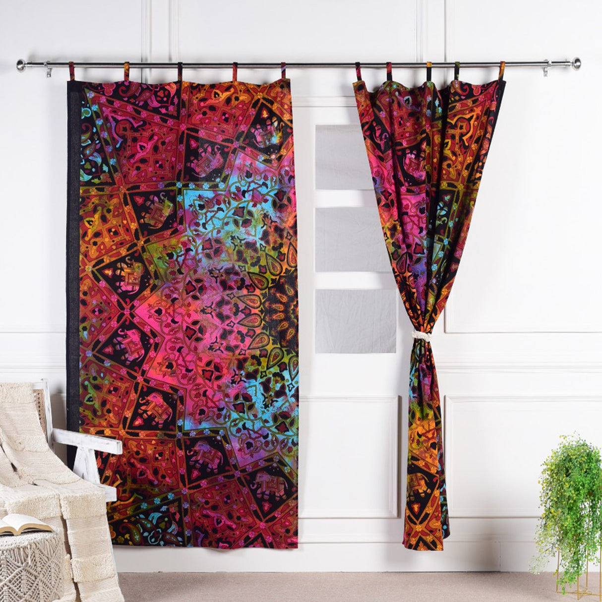 Vorhang Stern Mandala batik bunt - 2-teilig