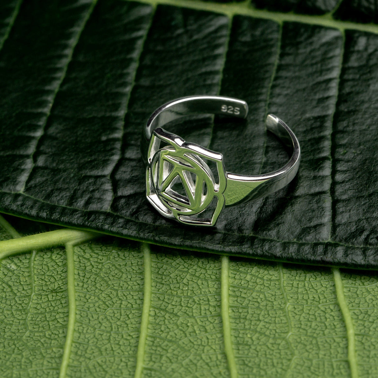 Wurzelchakra Ring aus Silber, Größenverstellbar