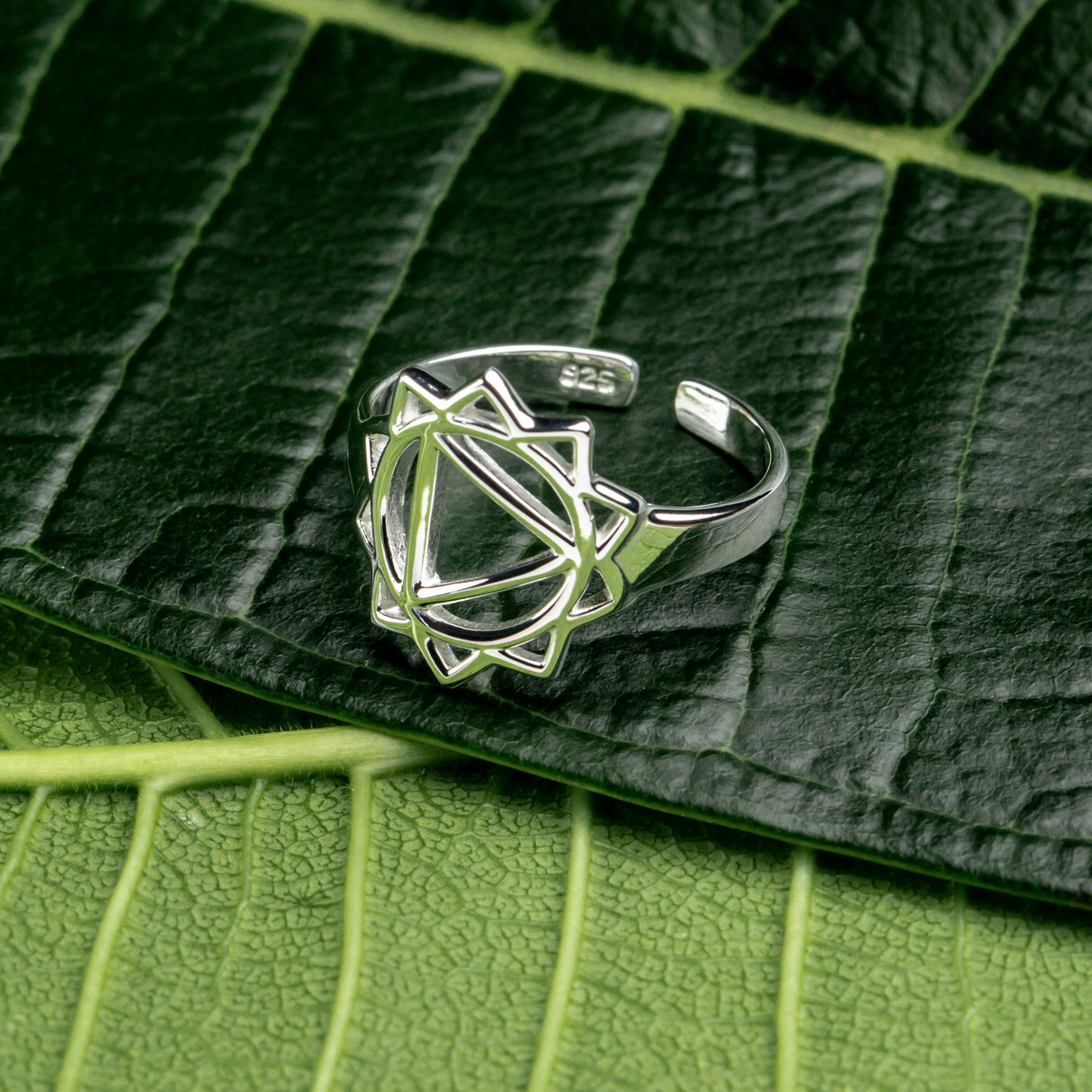 Solarplexus-Chakra Ring aus Silber, Größenverstellbar