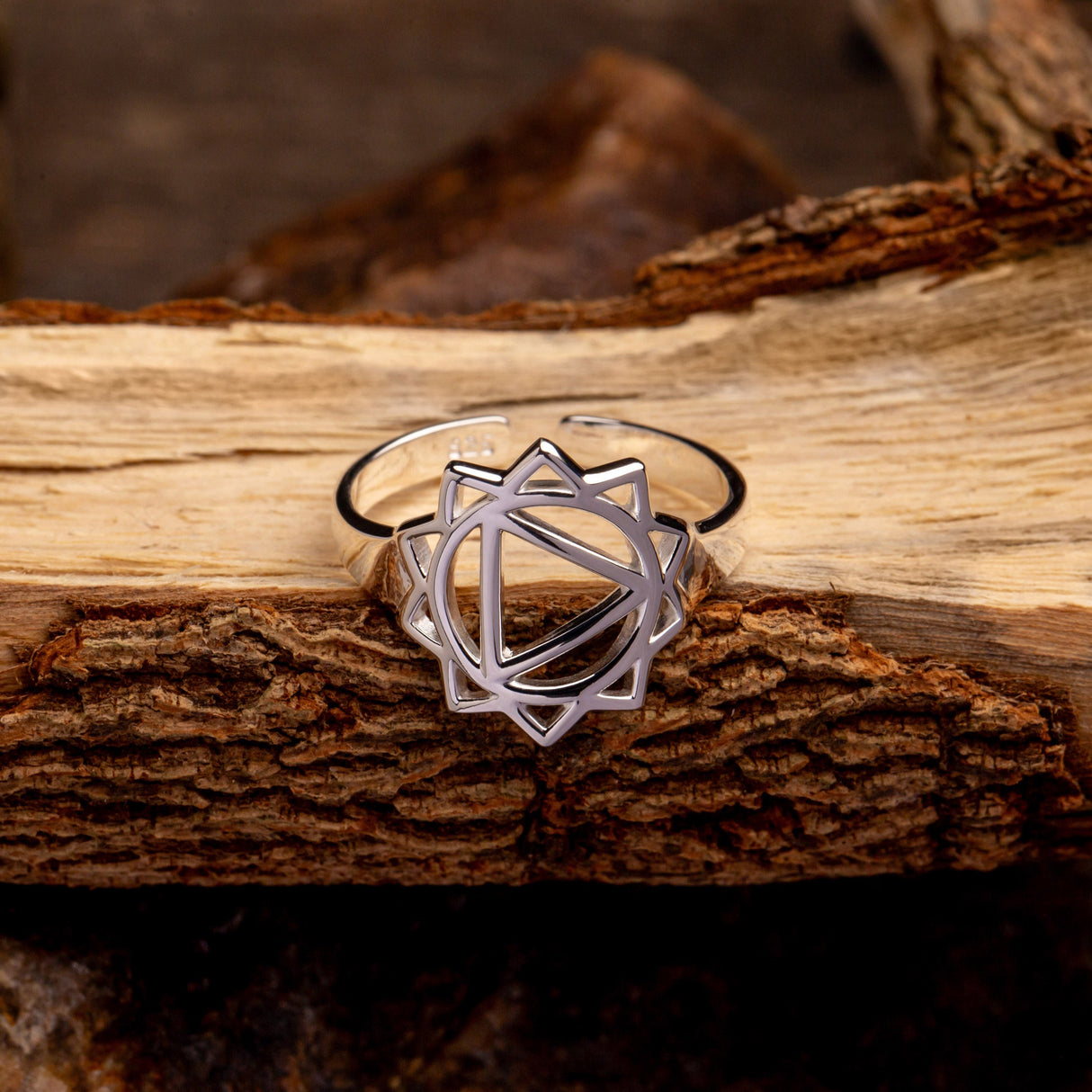 Solarplexus-Chakra Ring aus Silber, Größenverstellbar