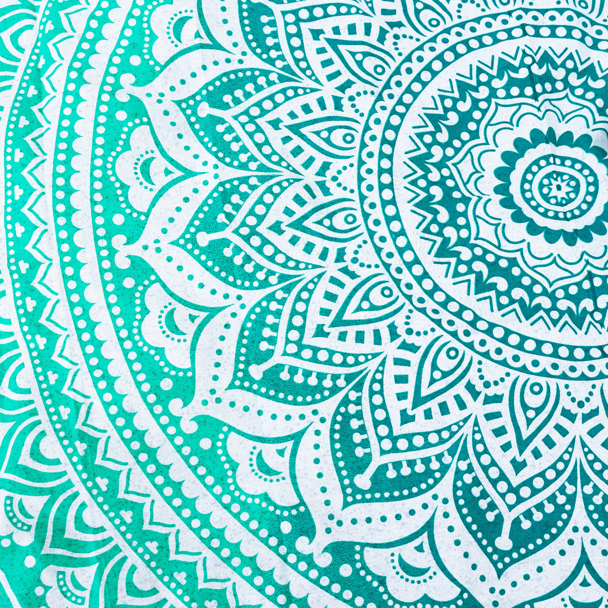 Rundes Mandala Strandtuch Ombre türkis + Kissen