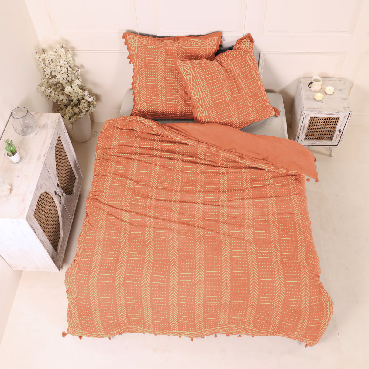 Bettwäsche Akazie Blockdruck Geo