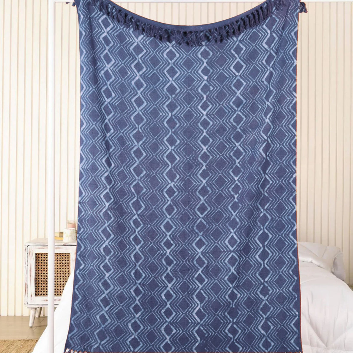 Blockdruck Tagesdecke Raj Mahal - Indigo blau