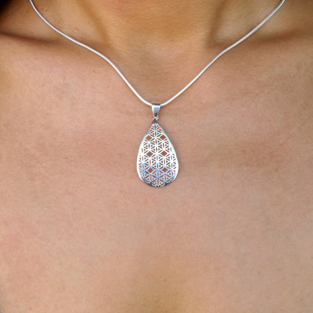 Schmuckset Lebensblume Silber- Ohrringe & Halskette