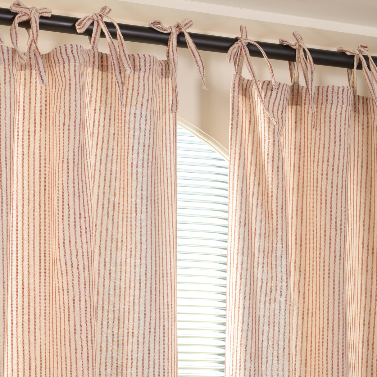 Leinen Vorhang Gewebt in Rot Weiß
