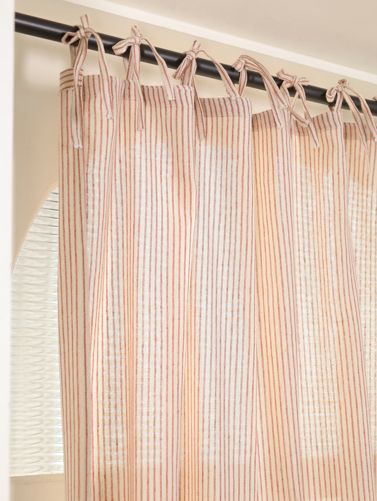 Leinen Vorhang Gewebt in Rot Weiß