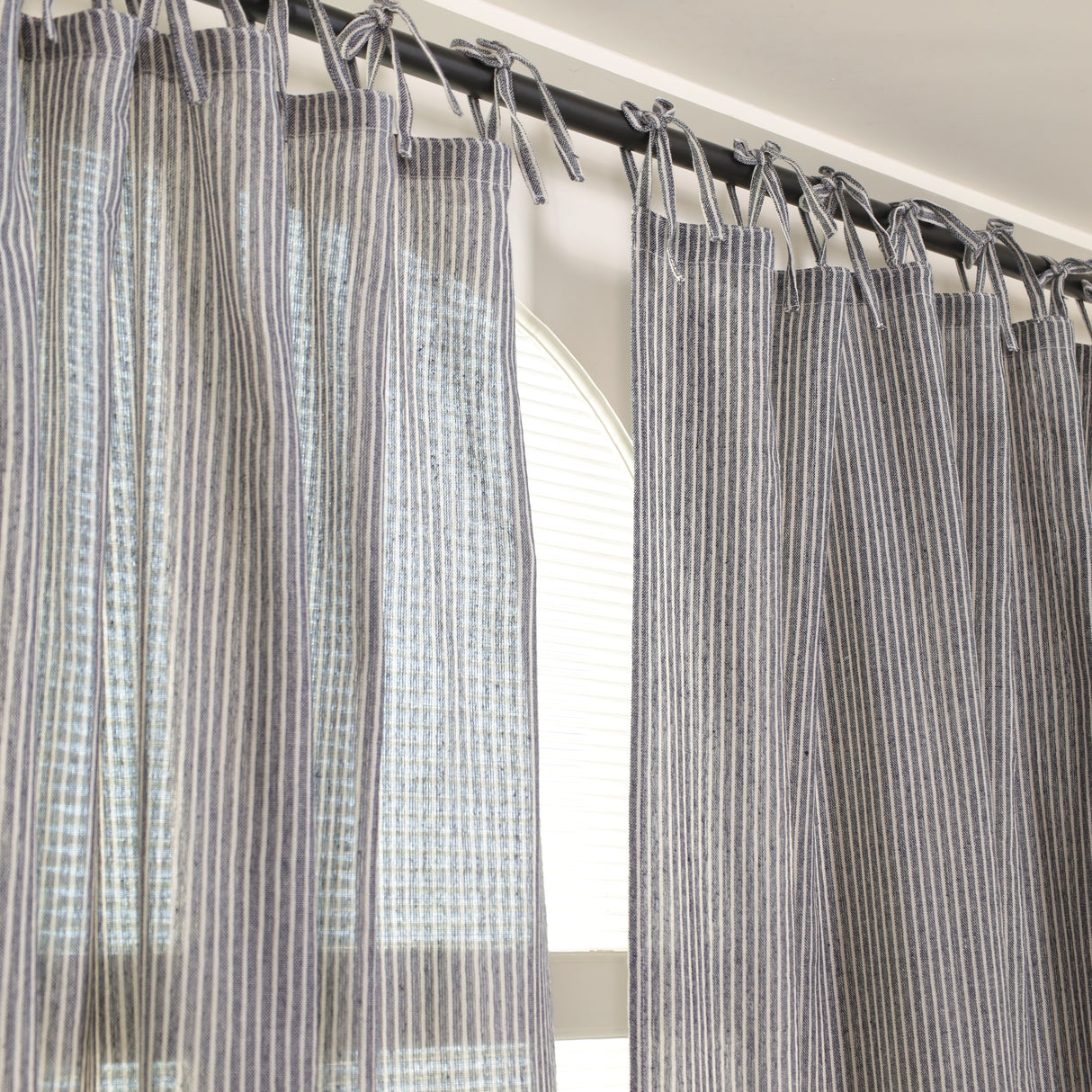 Leinen Vorhang Gewebt in Blau