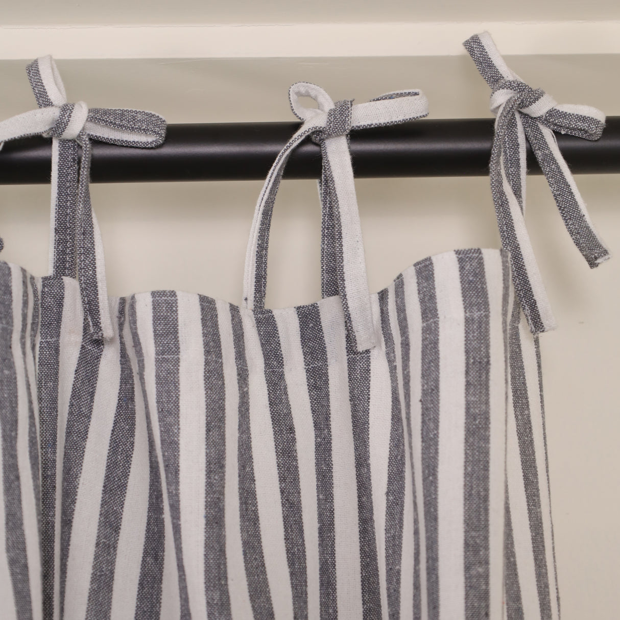 Leinen Vorhang Gewebt in Blau Weiß