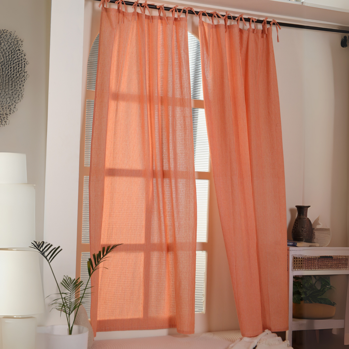 Leinen Vorhang Streifen in Orange