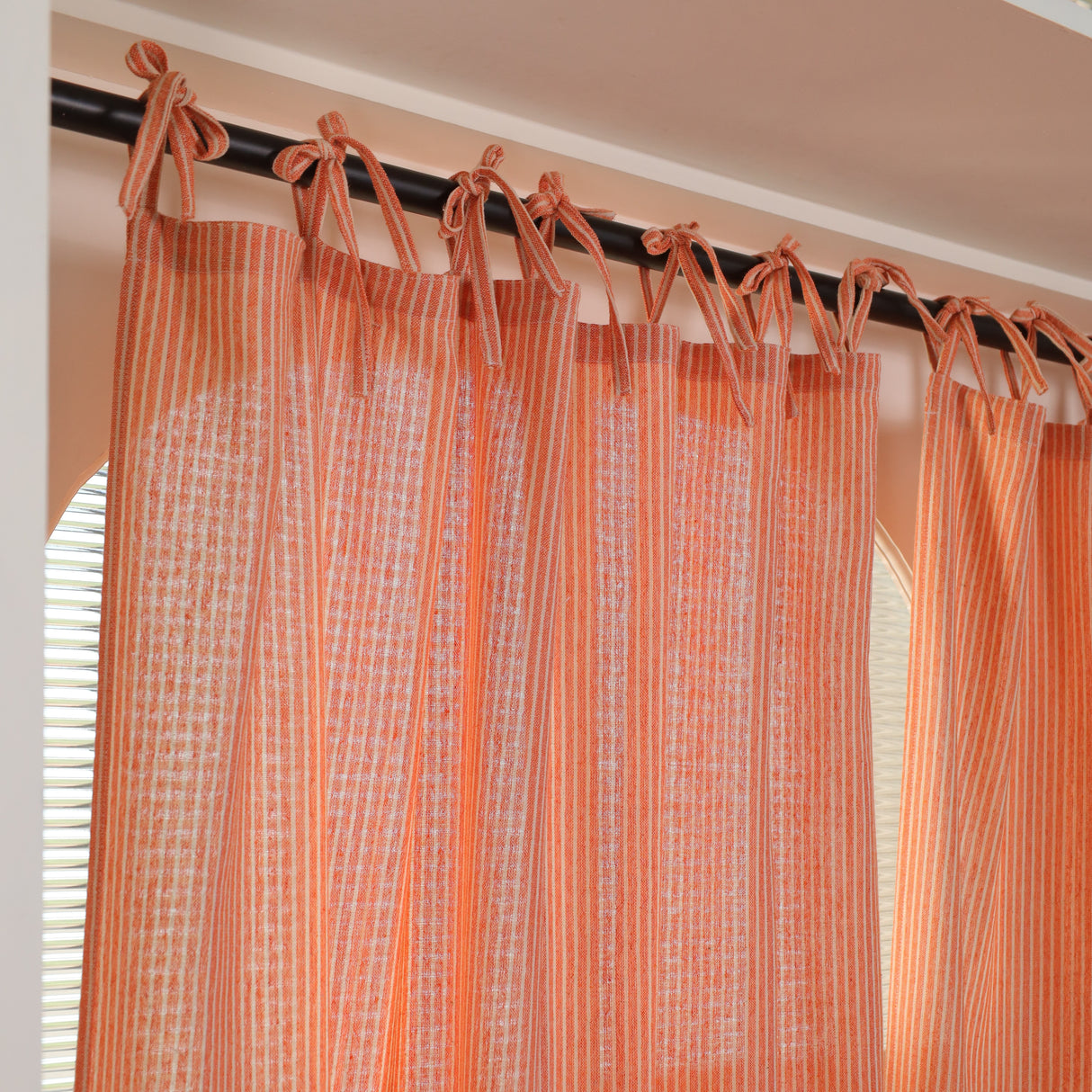 Leinen Vorhang Streifen in Orange