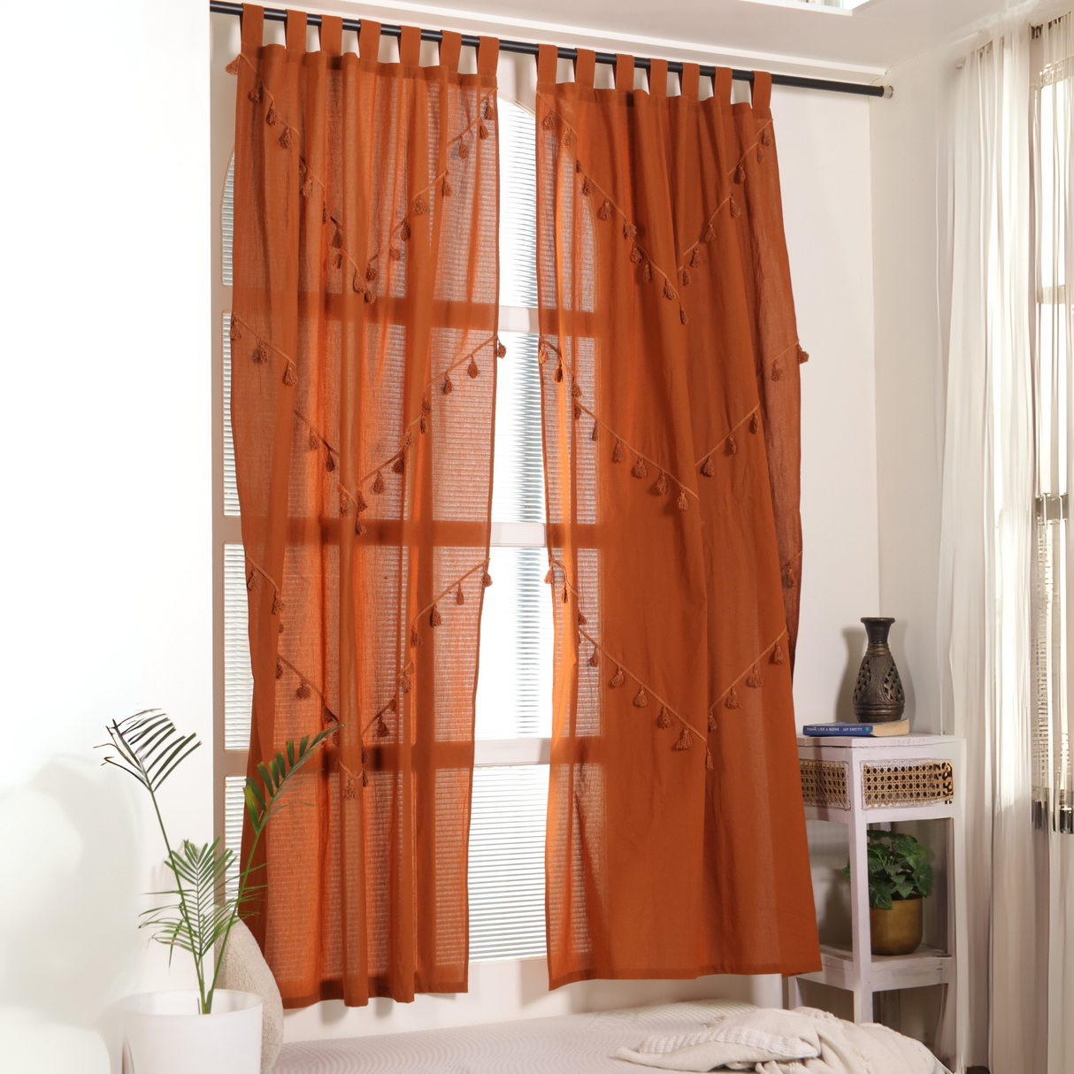 Boho Vorhang Akazien Braun - 2-teilig