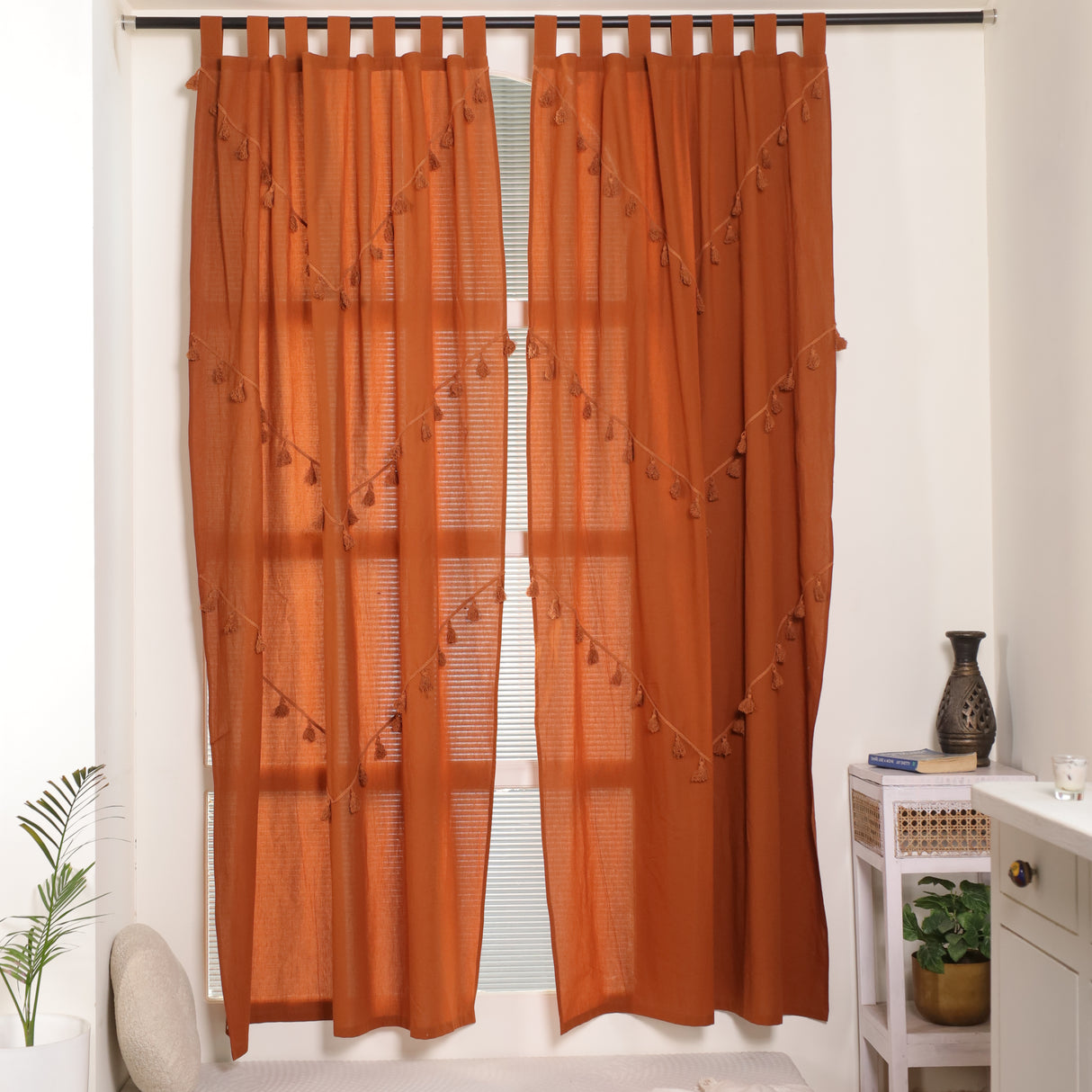 Boho Vorhang Akazien Braun - 2-teilig