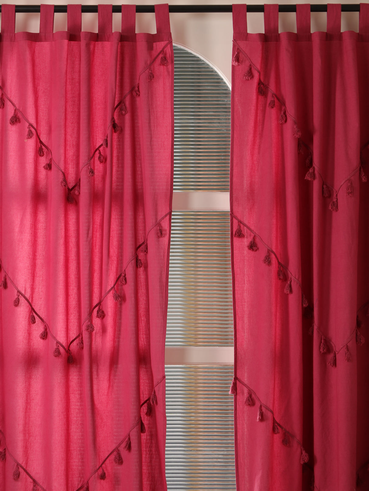 Boho Vorhang Kirsche - 2-teilig