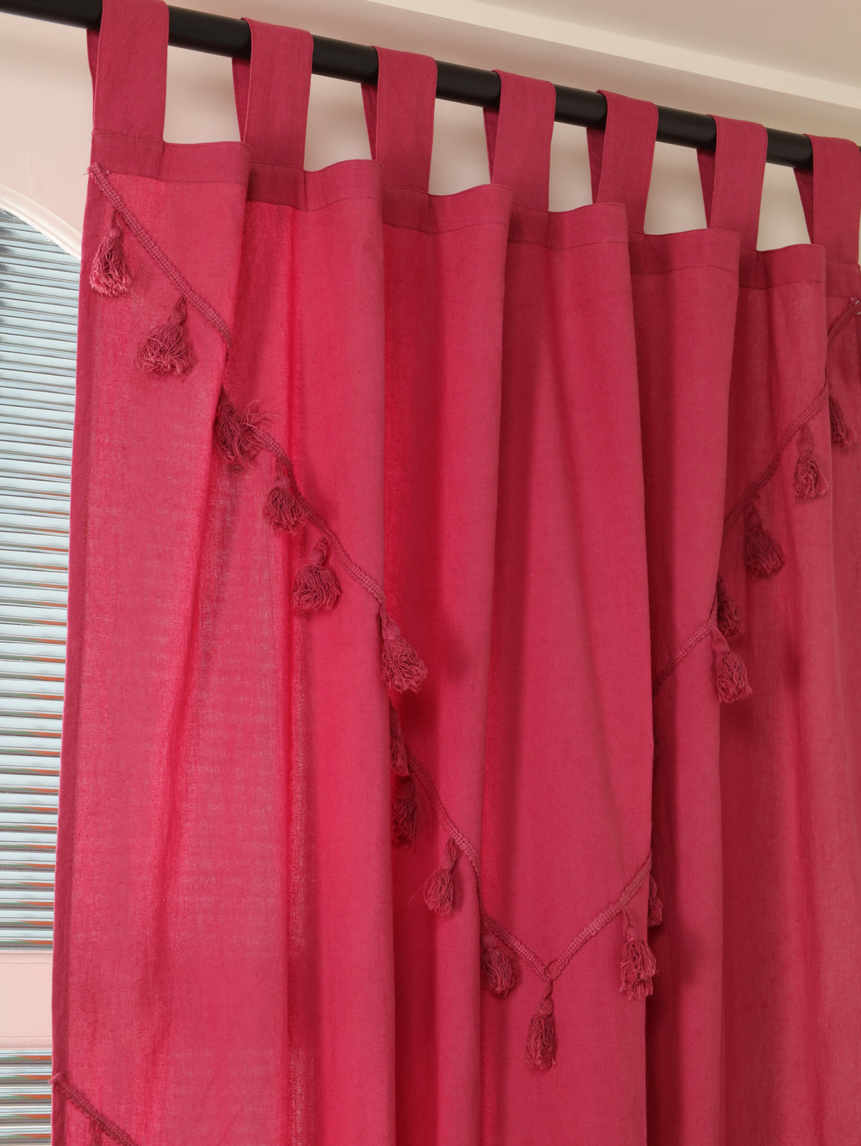 Boho Vorhang Kirsche - 2-teilig