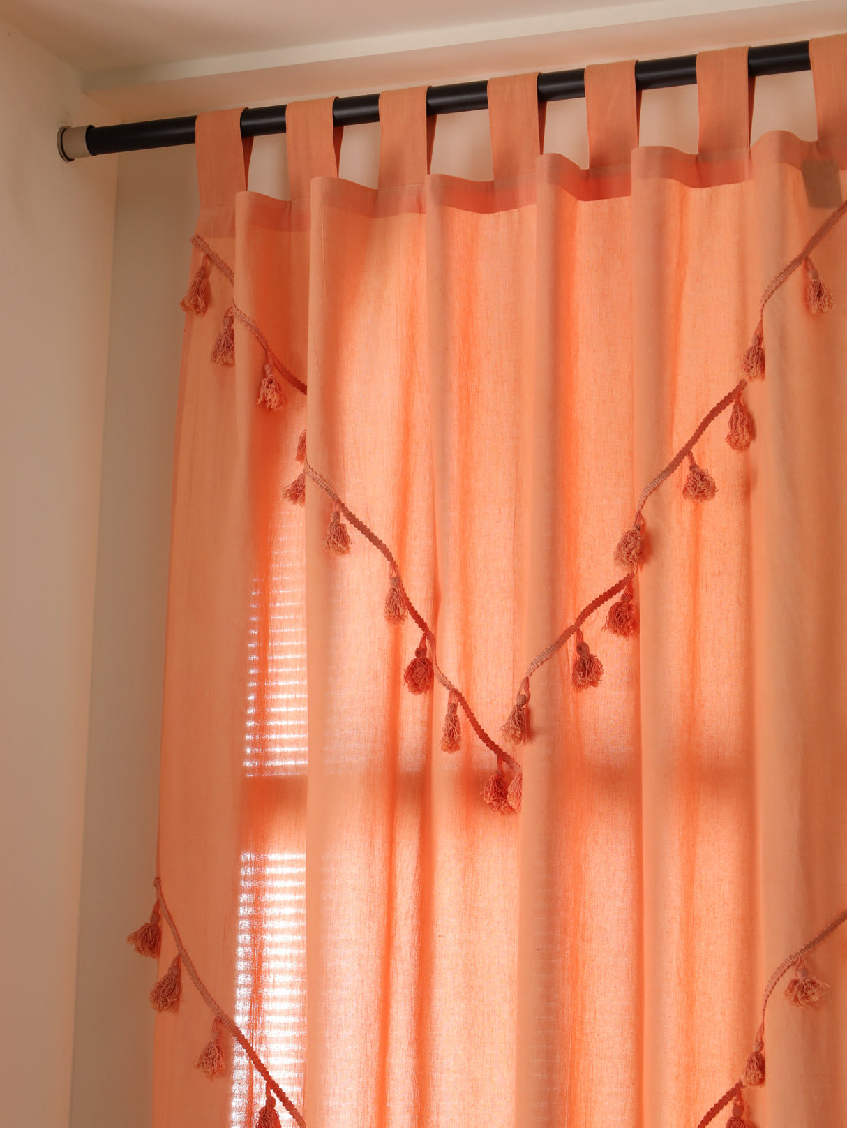 Boho Vorhang Pfirsich - 2-teilig