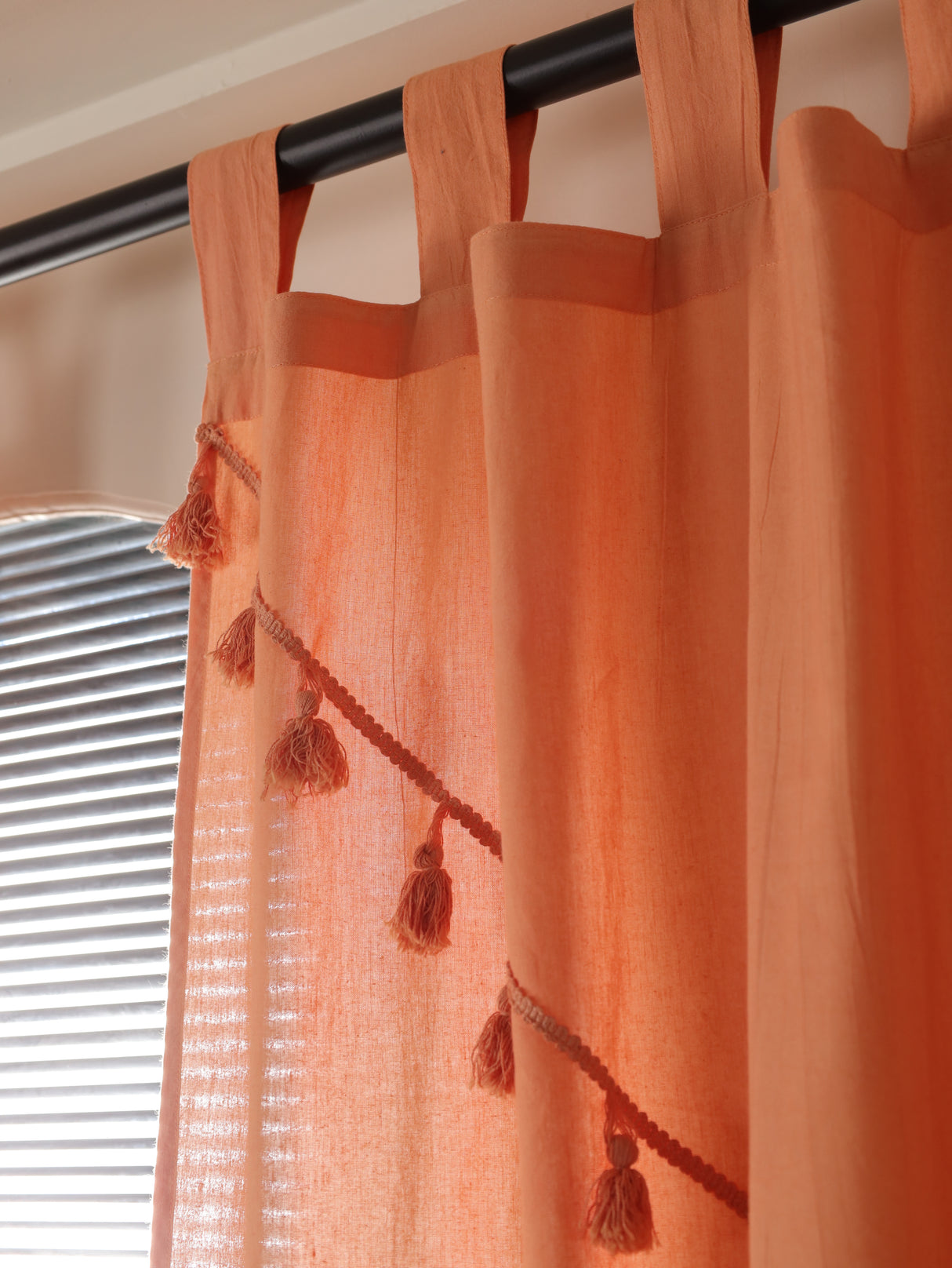 Boho Vorhang Pfirsich - 2-teilig