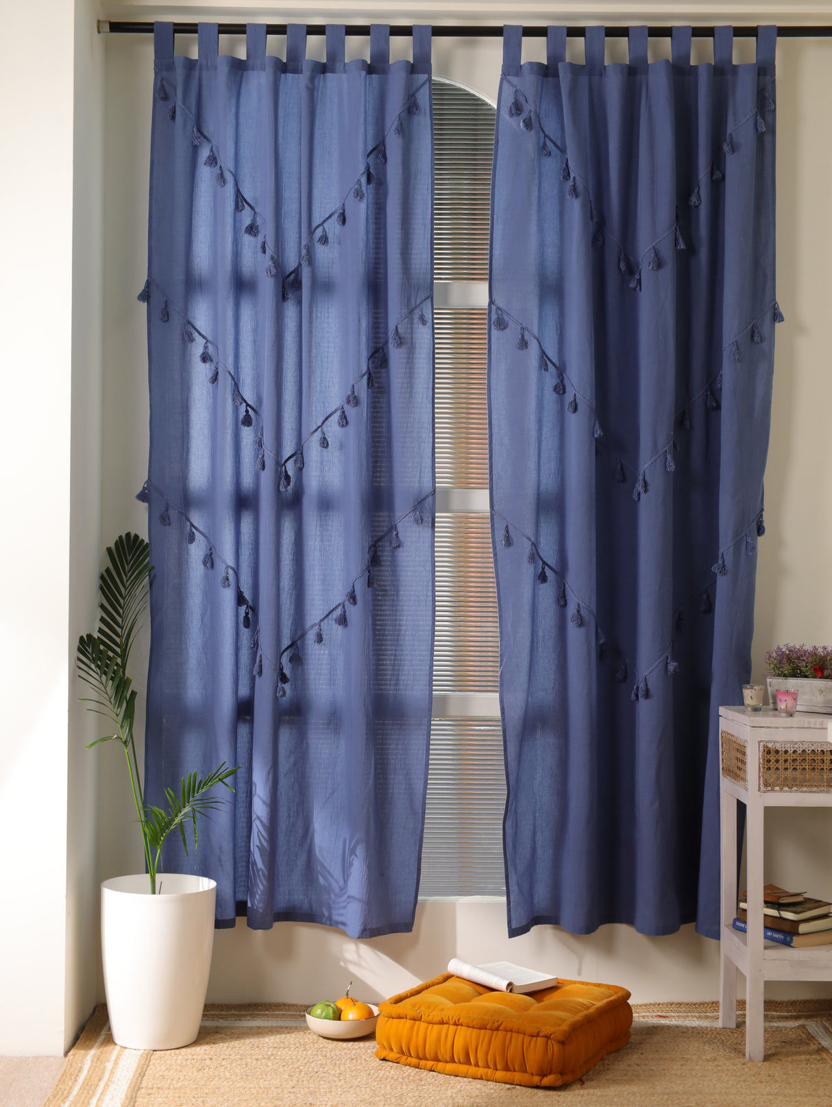 Boho Vorhang Pflaume - 2-teilig