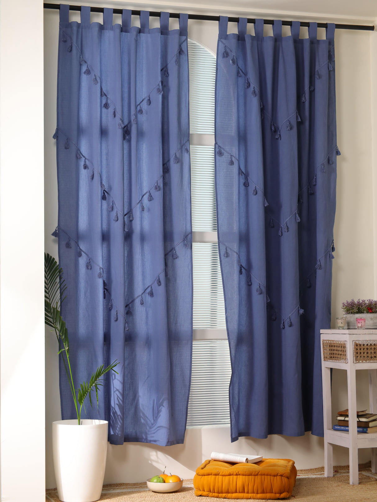 Boho Vorhang Pflaume - 2-teilig