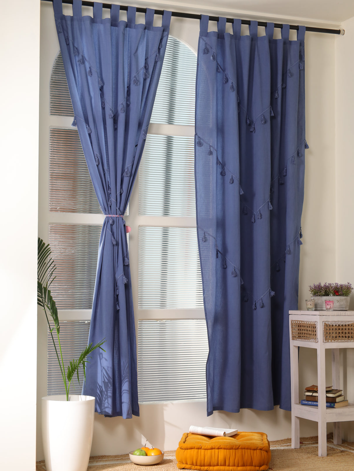 Boho Vorhang Pflaume - 2-teilig