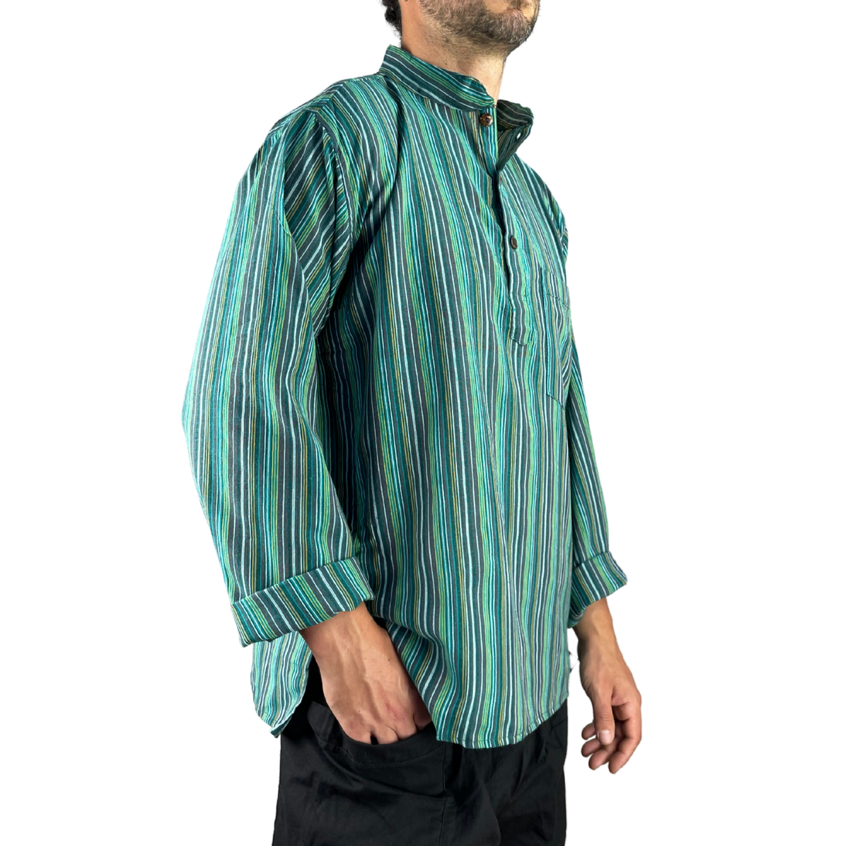 Fischerhemd Grün gestreift