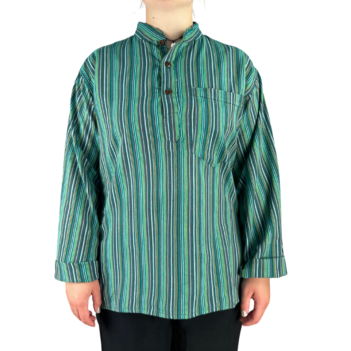 Fischerhemd Grün gestreift