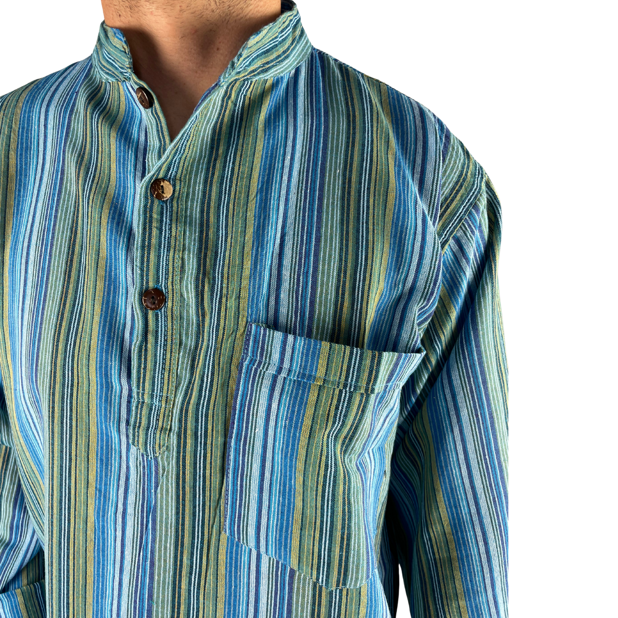 Fischerhemd Türkis gestreift