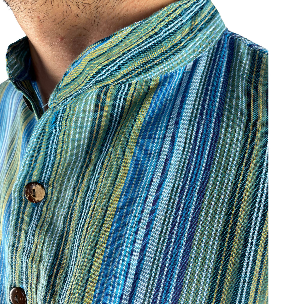 Fischerhemd Türkis gestreift