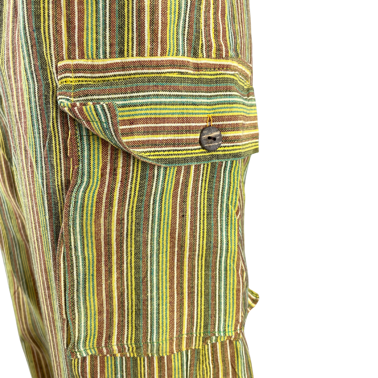 Freizeithose mit Taschen Gelb gestreift aus Fischerstoff