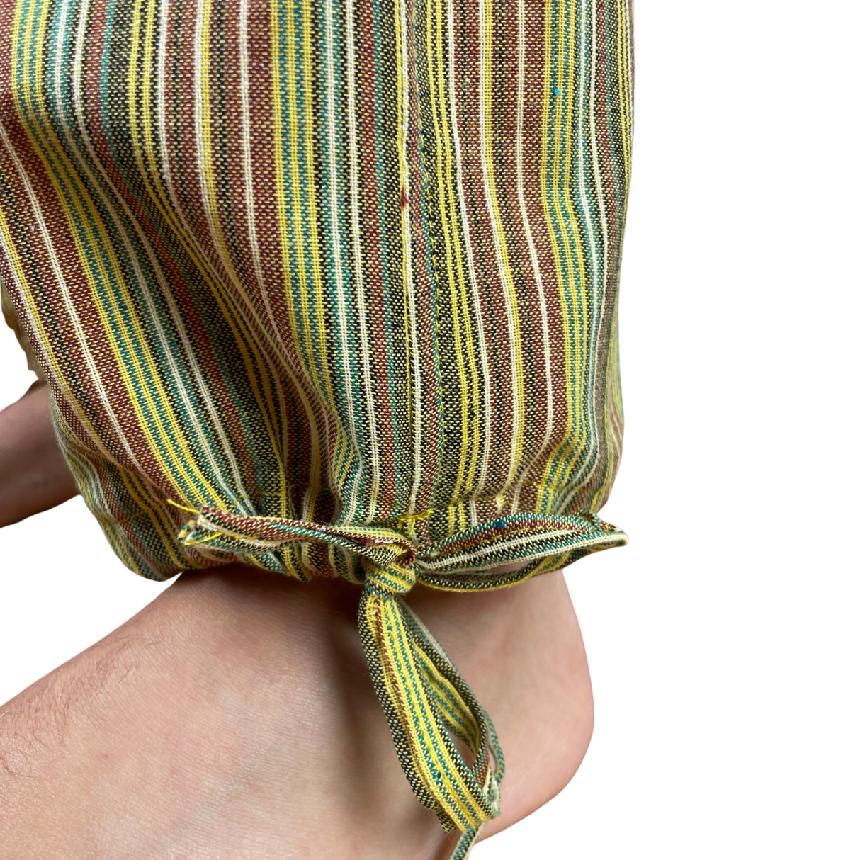 Freizeithose mit Taschen Gelb gestreift aus Fischerstoff