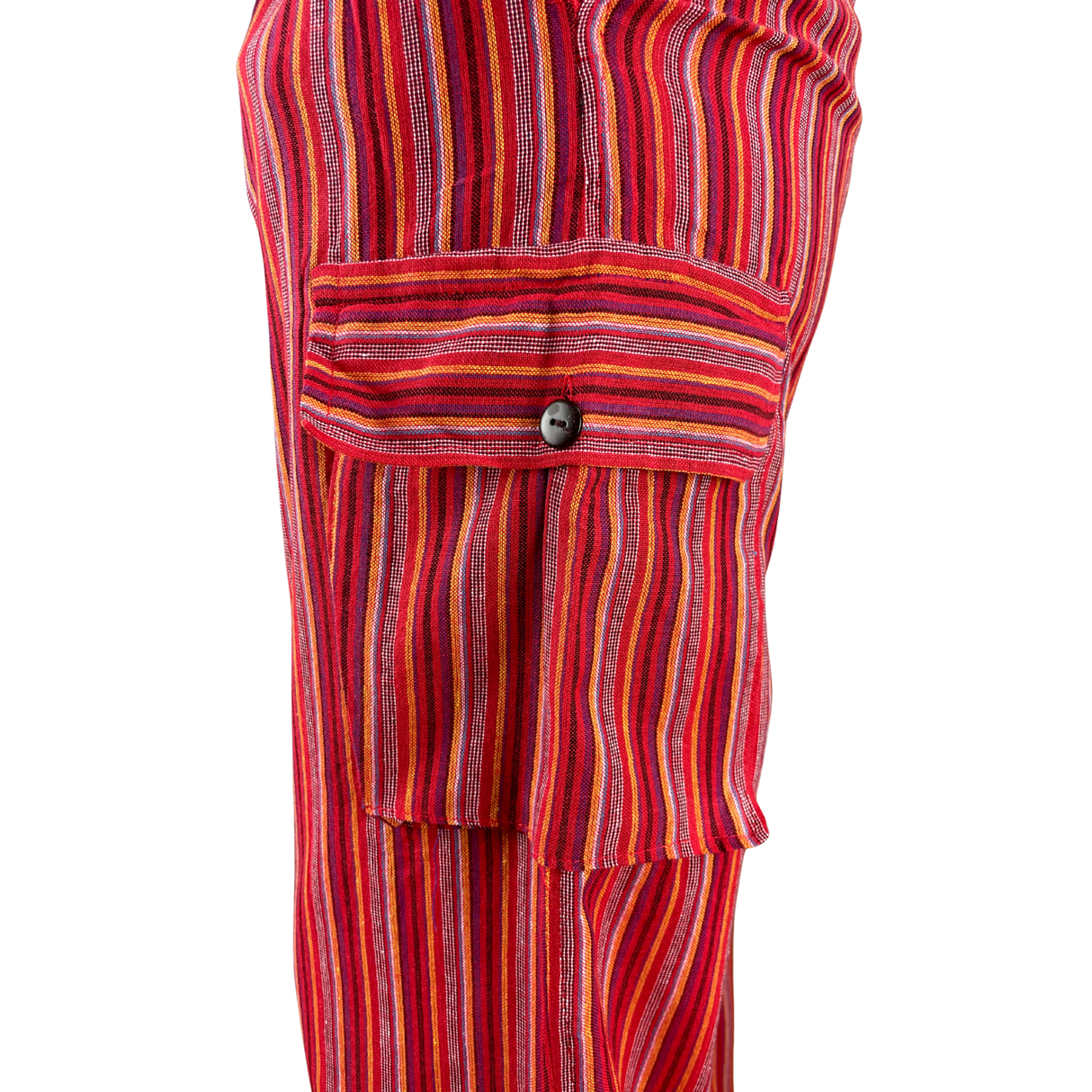 Freizeithose mit Taschen Rot gestreift aus Fischerstoff