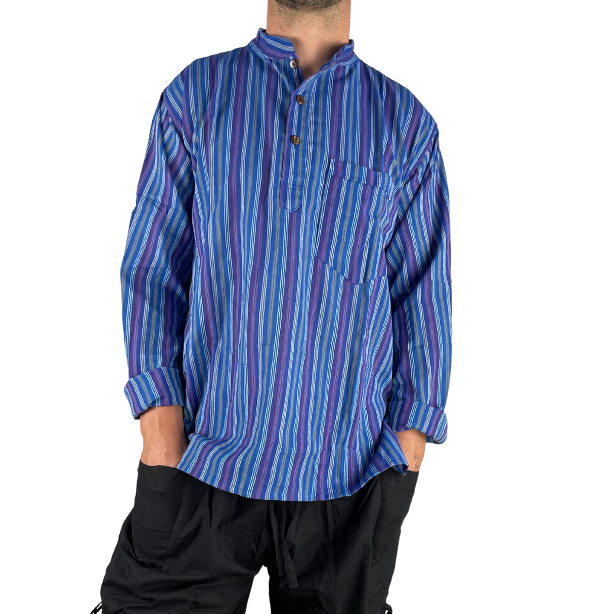 Fischerhemd Blau gestreift