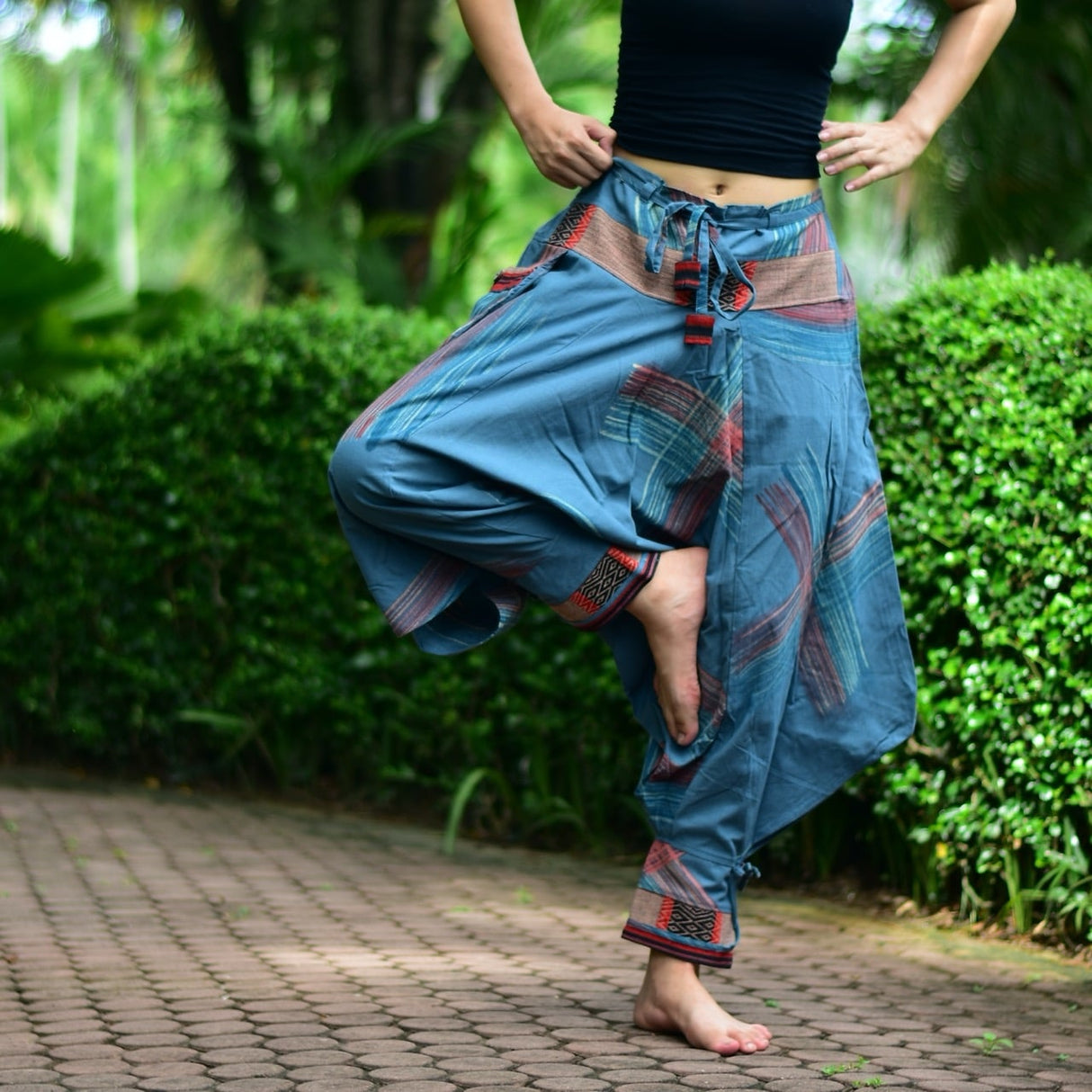 Goa Hose Hilltribe blau mit Tasche - Frau