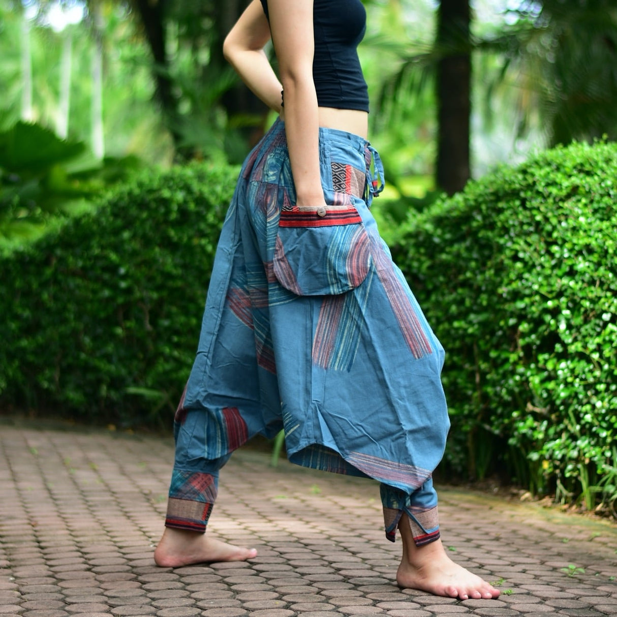 Goa Hose Hilltribe blau mit Tasche - Frau