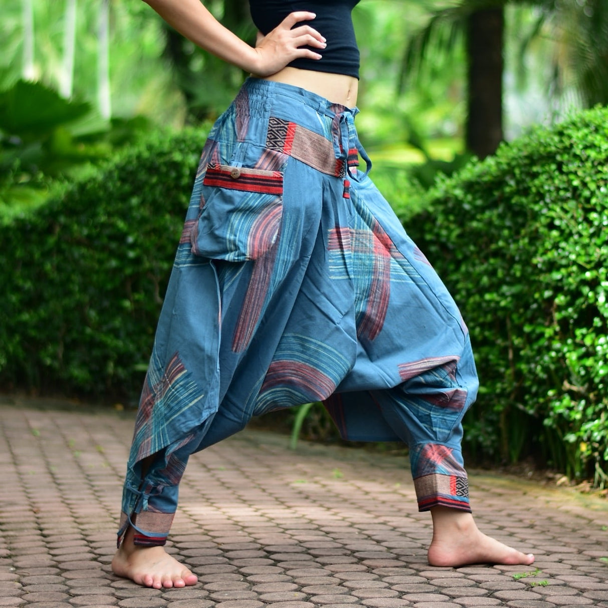 Goa Hose Hilltribe blau mit Tasche - Frau