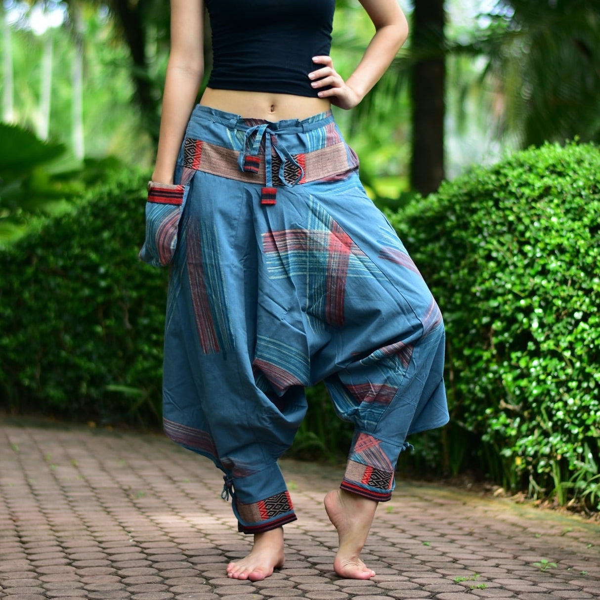 Goa Hose Hilltribe blau mit Tasche - Frau