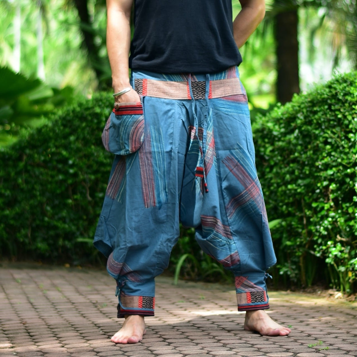 Goa Hose Hilltribe blau mit Tasche - Mann