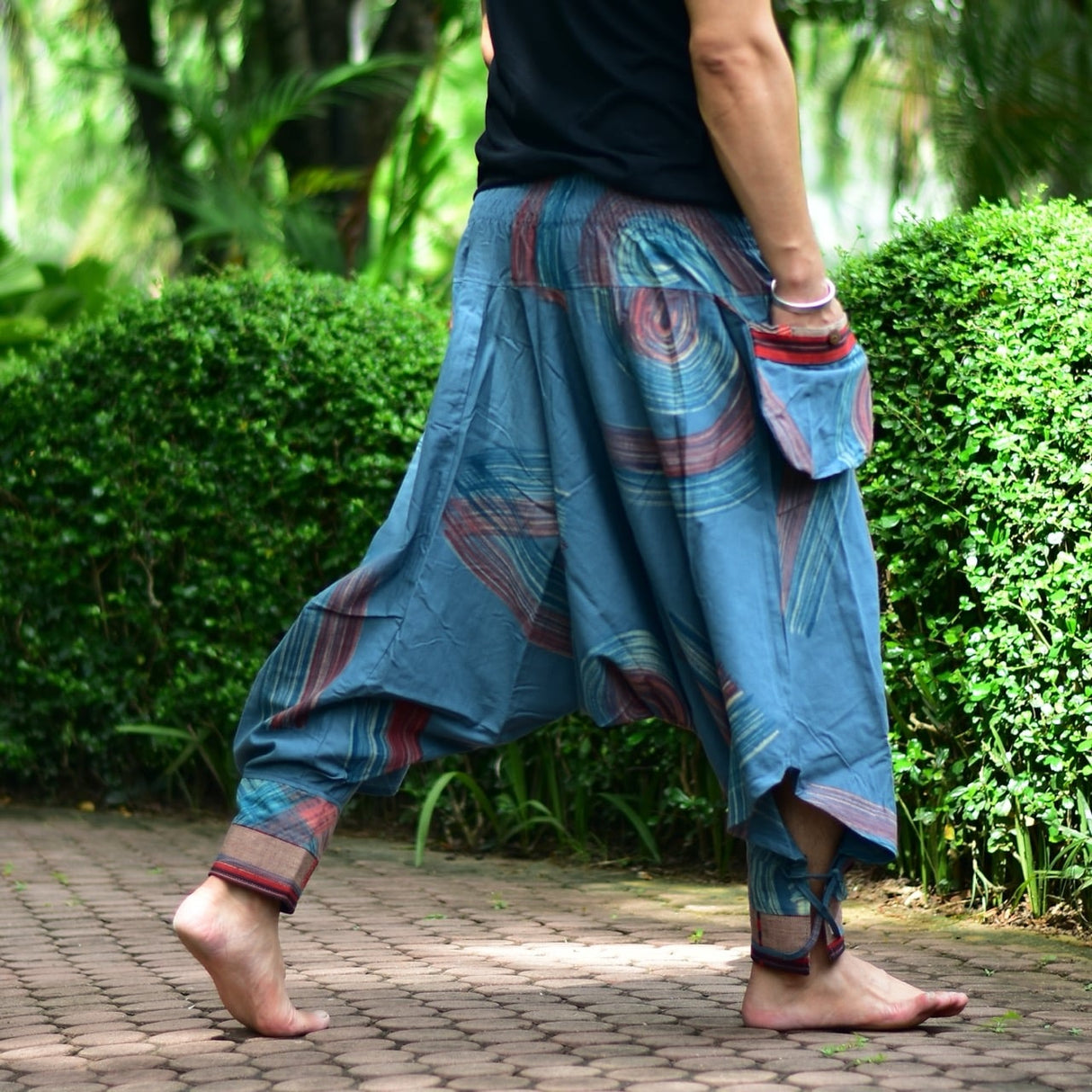 Goa Hose Hilltribe blau mit Tasche - Mann