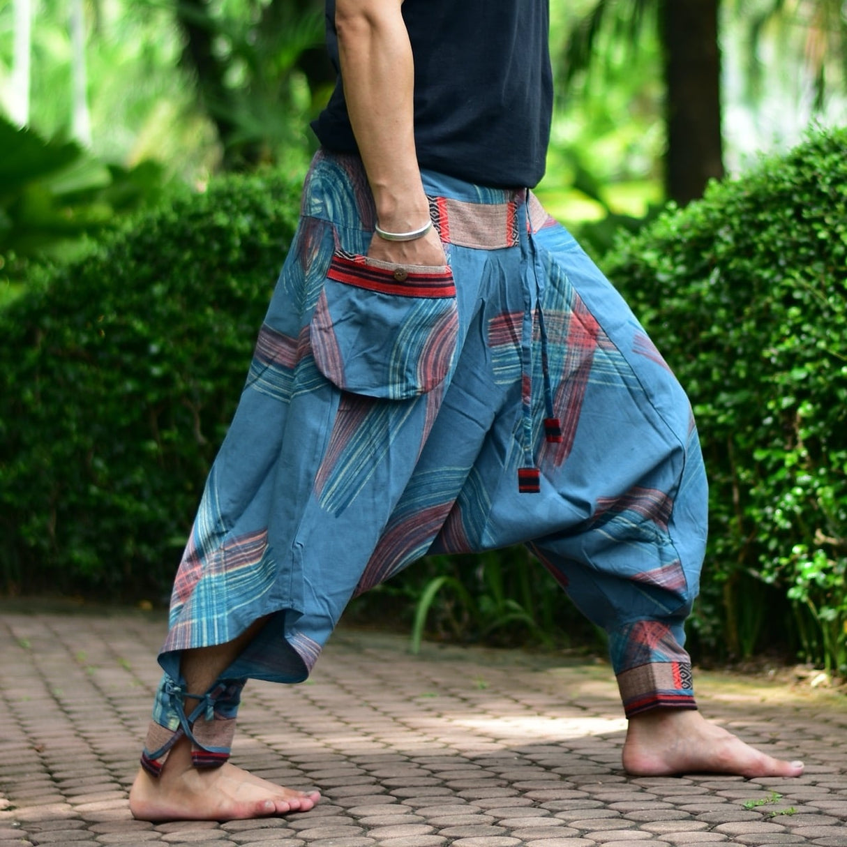 Goa Hose Hilltribe blau mit Tasche - Mann