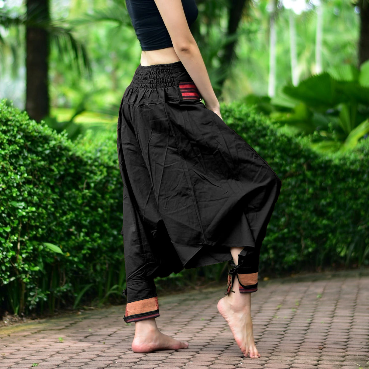 Goa Hose Hilltribe Pattern schwarz