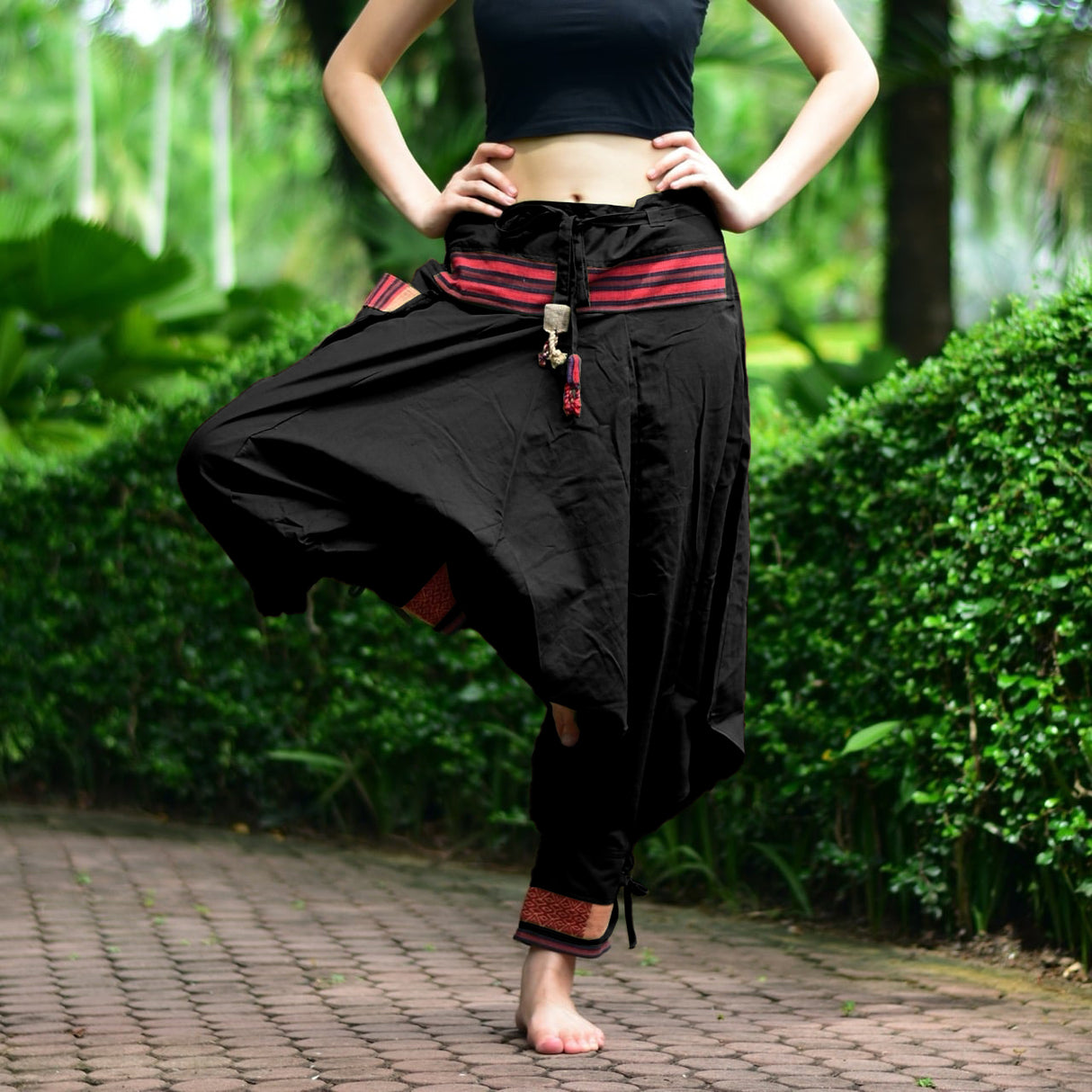 Goa Hose Hilltribe Pattern schwarz