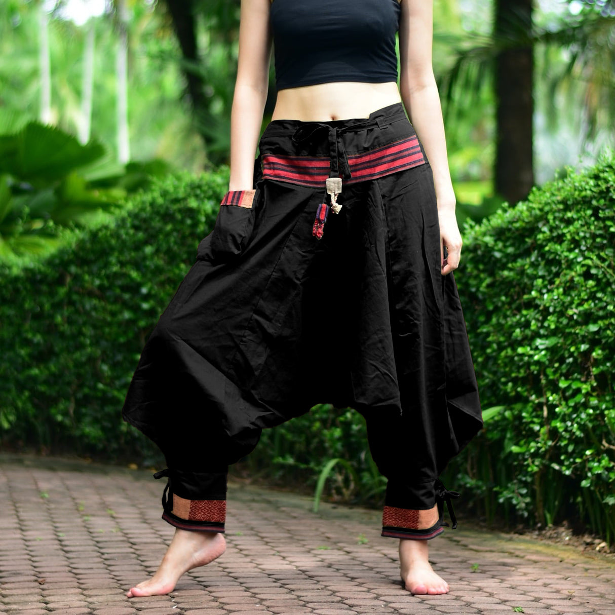 Goa Hose Hilltribe Pattern schwarz