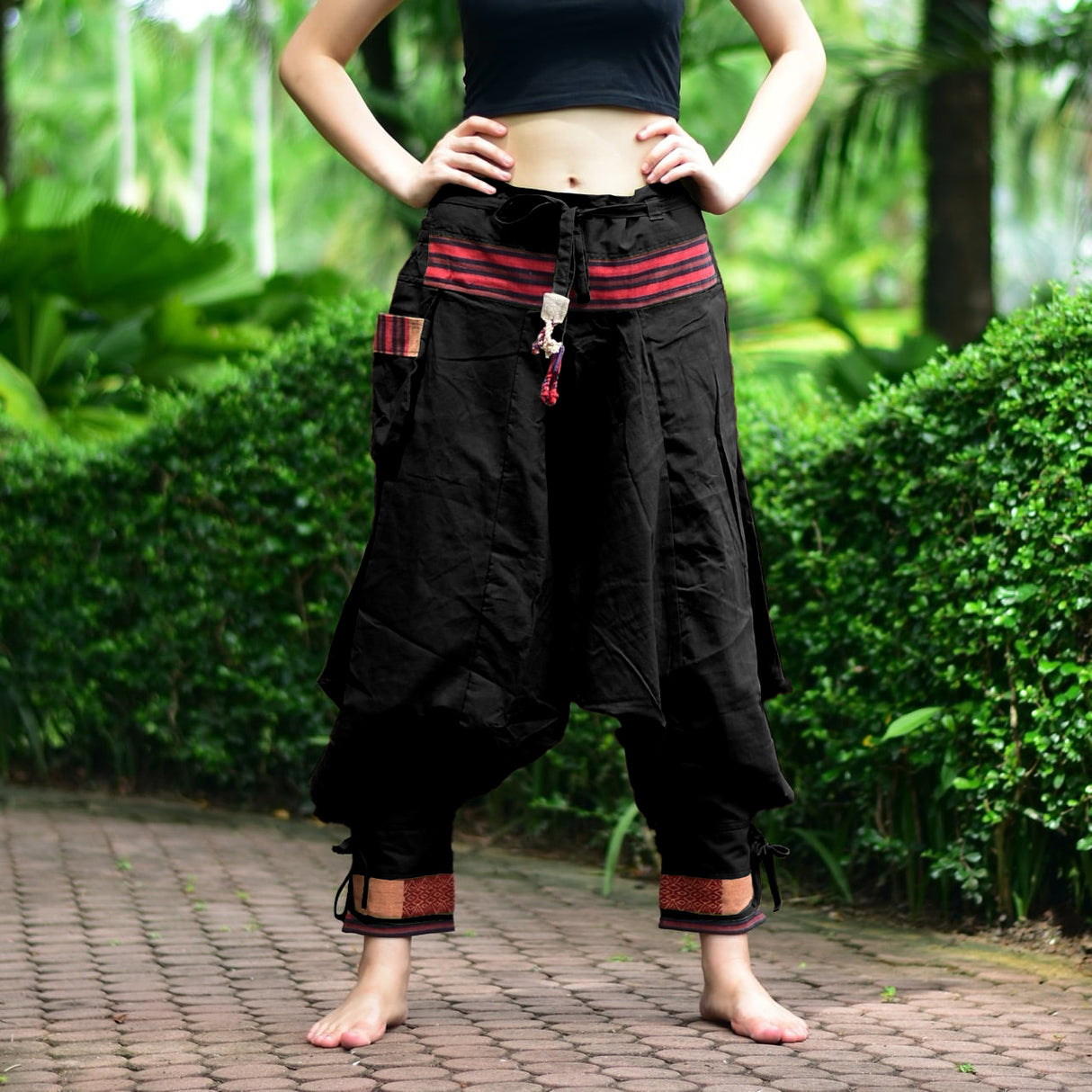 Goa Hose Hilltribe Pattern schwarz