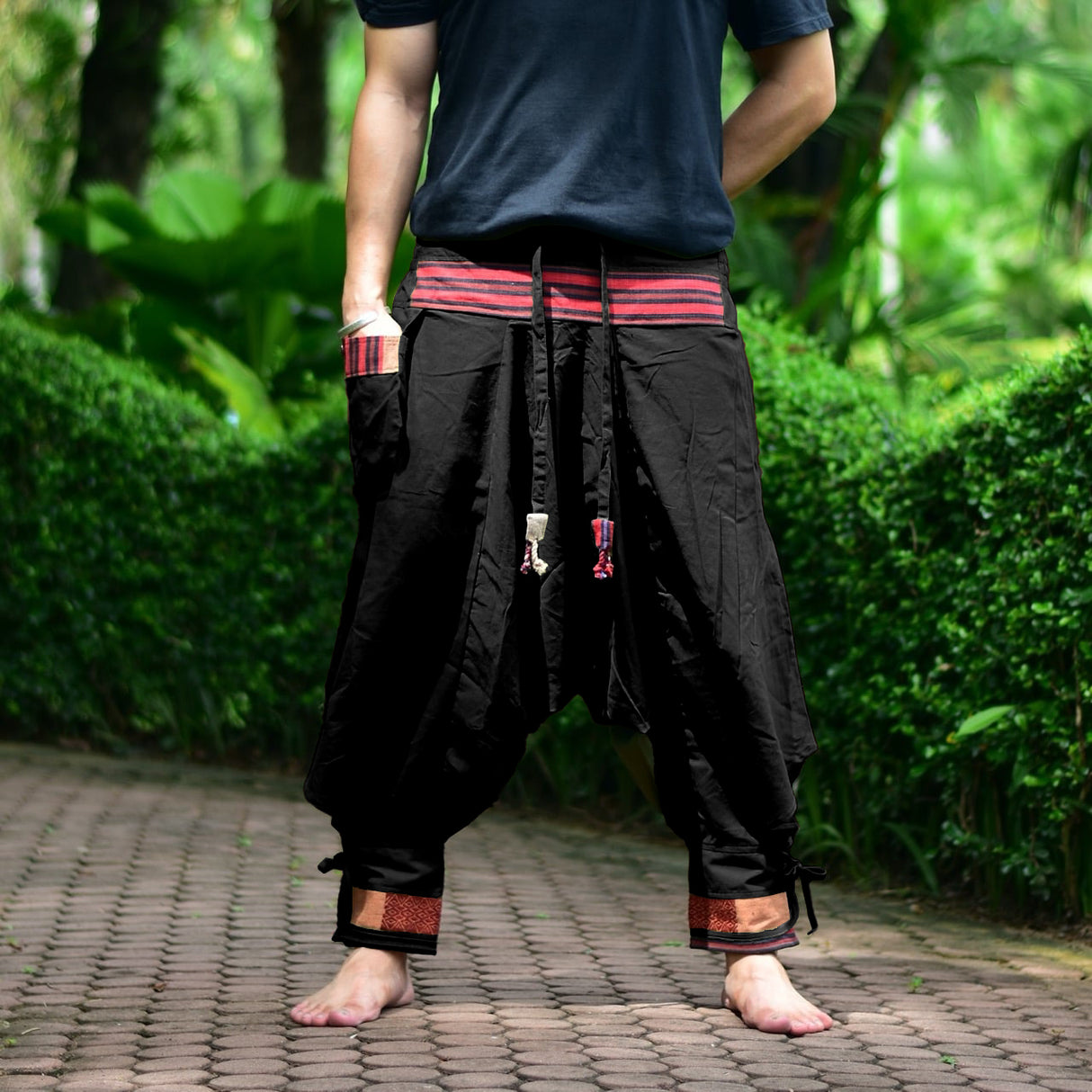 Goa Hose Hilltribe Pattern schwarz
