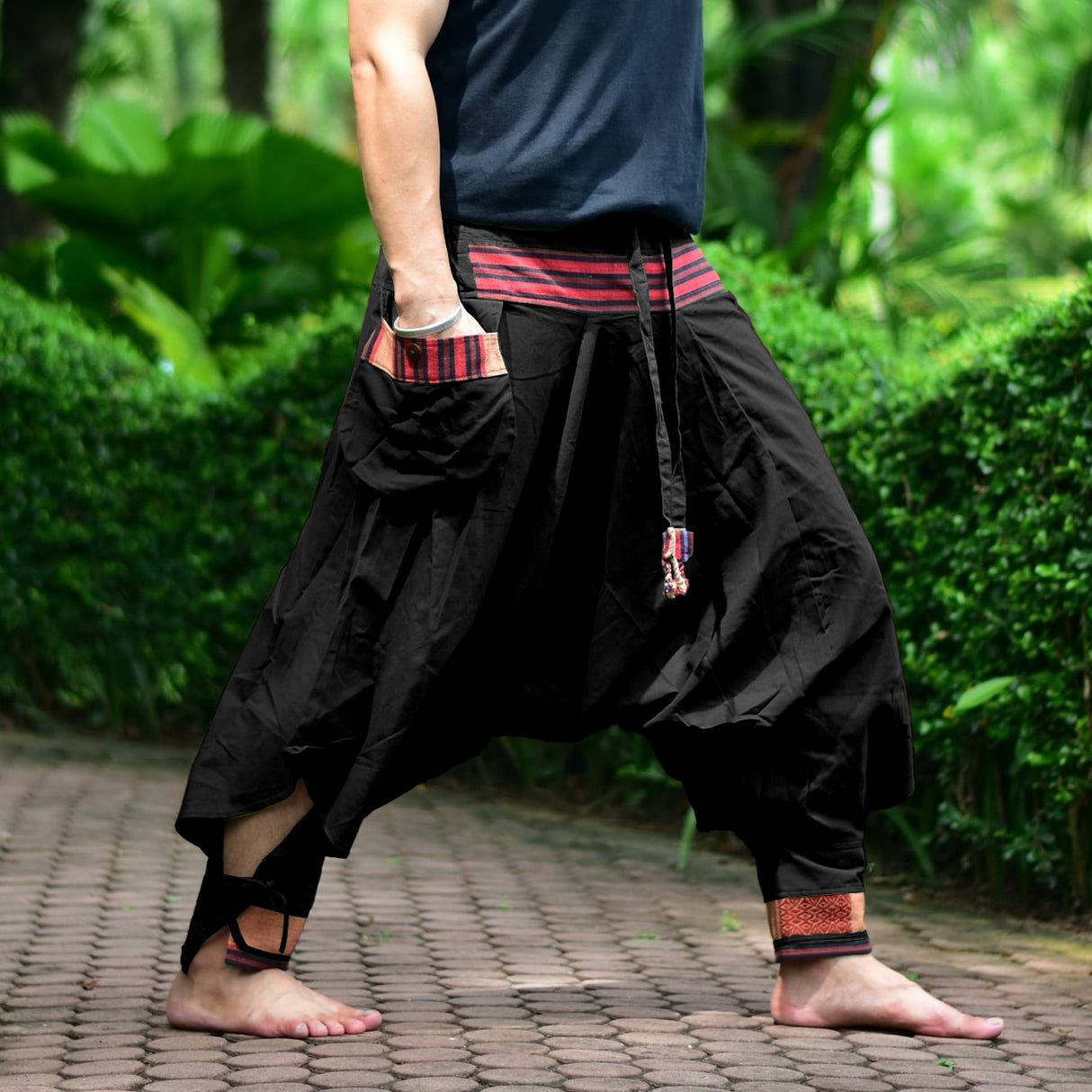 Goa Hose Hilltribe Pattern schwarz