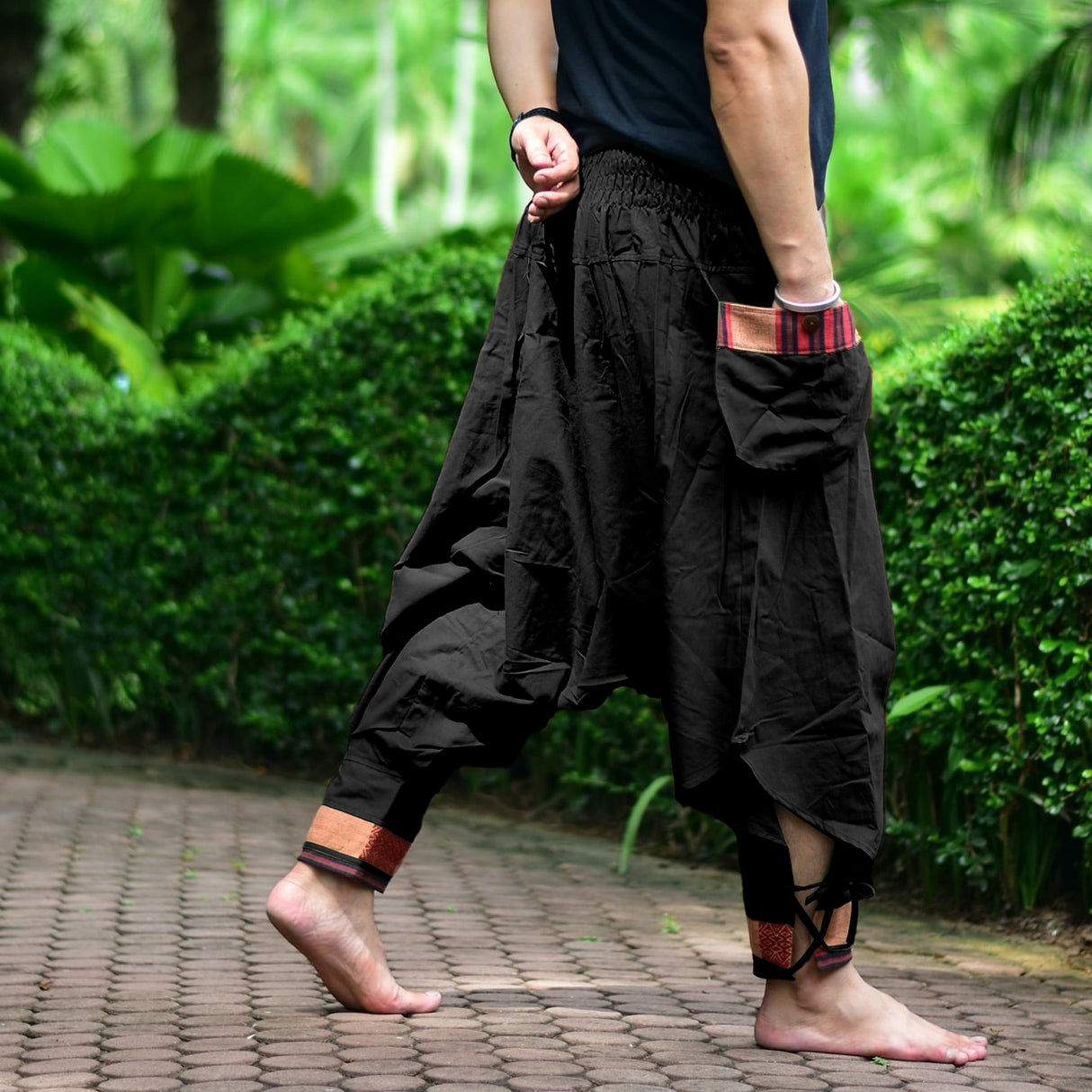 Goa Hose Hilltribe Pattern schwarz