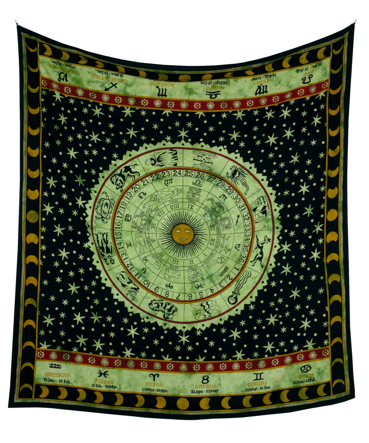 Wandtuch mit Sternzeichen in schwarz grün - Groß