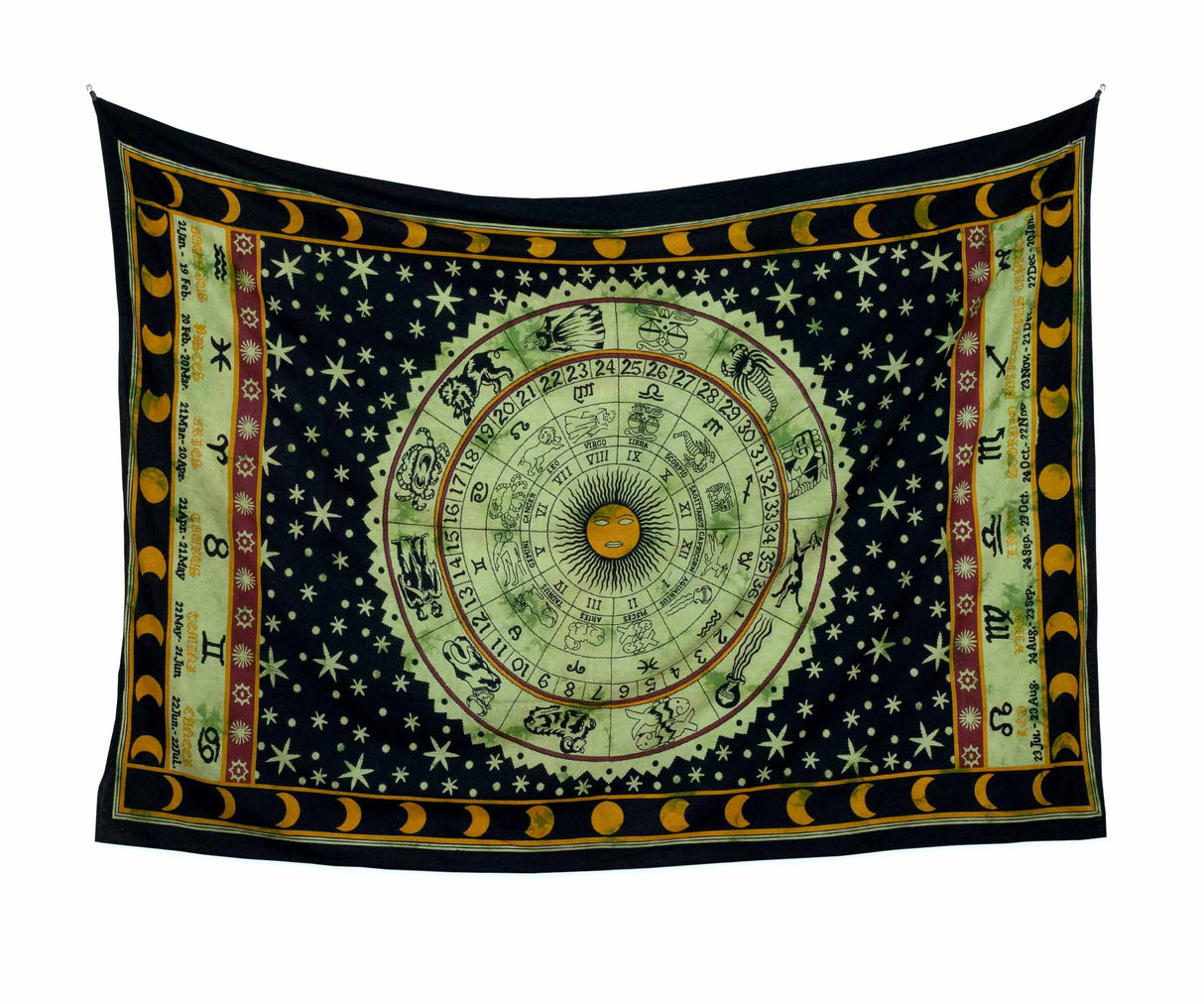 Wandtuch mit Sternzeichen in schwarz grün - medium