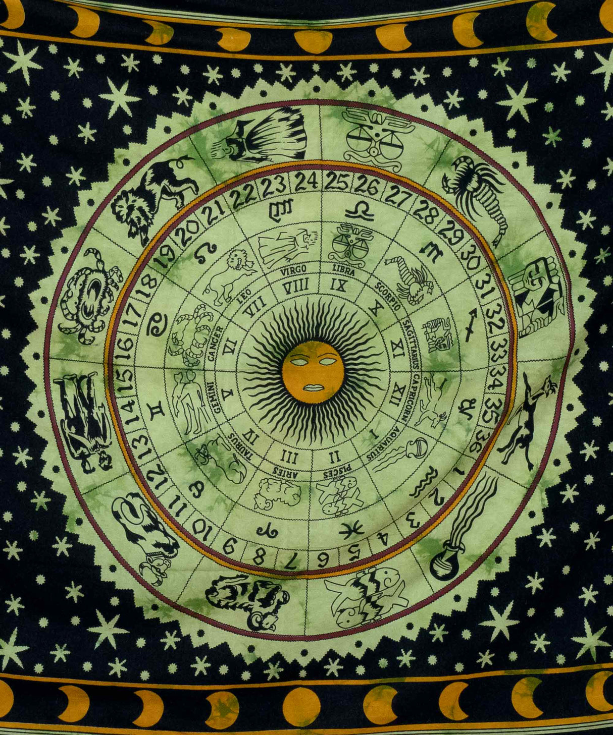 Wandtuch mit Sternzeichen in schwarz grün