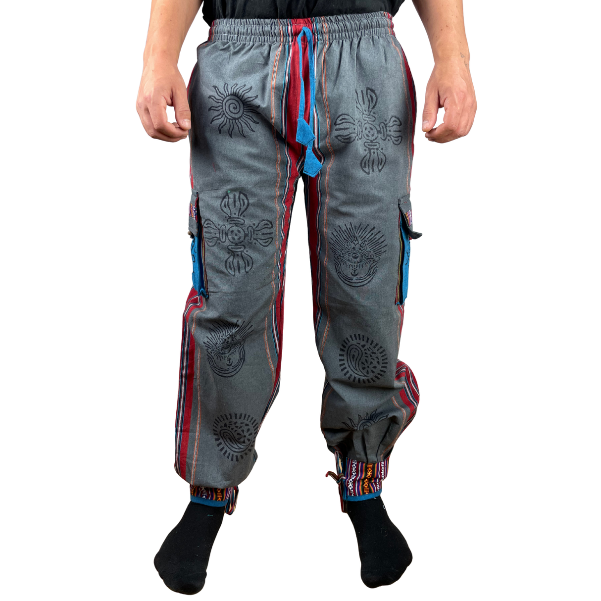 Goa Hose Grau Bunt mit Taschen