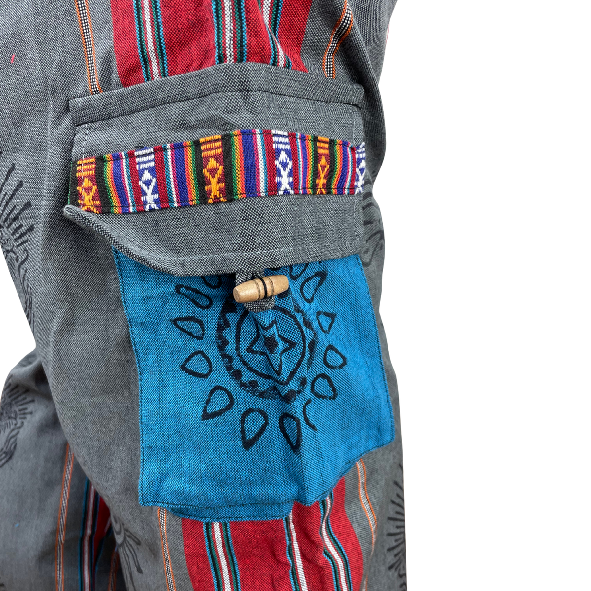 Goa Hose Grau Bunt mit Taschen